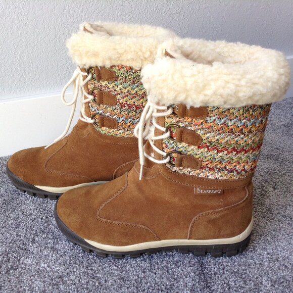 BearPaw Shoes - ⭐BEARPAW SUEDE WINTER BOOTS in Camel/Multicolor, size 9*⭐